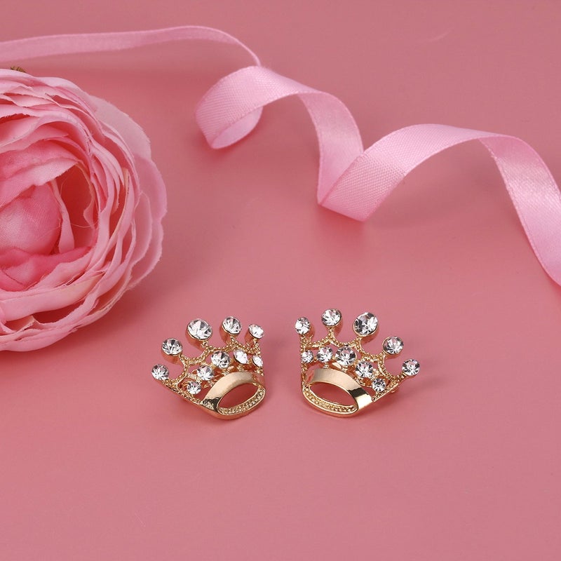 LUOEM 12 Pieces Crown Brooch Pin Fashion Diamante Wedding Party Pageant Tiara Crown Corsage for Wedding Valentine's Day Supplies (Gold) - Image 5